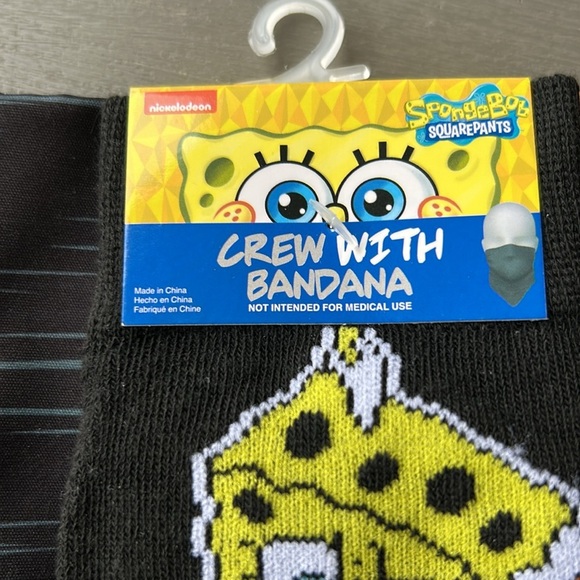 2/$30 BNWT Nickelodeon Spongebob Squarepants Crew Socks and Bandana Set - Picture 5 of 5